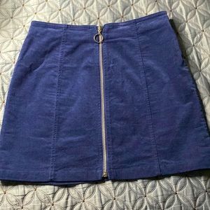 Corduroy Zip-Front Mini Skirt